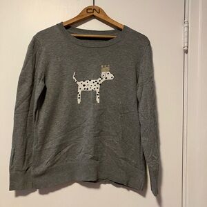 Banana Republic Gray Knit Top With Cute Dog - Cotton Blend